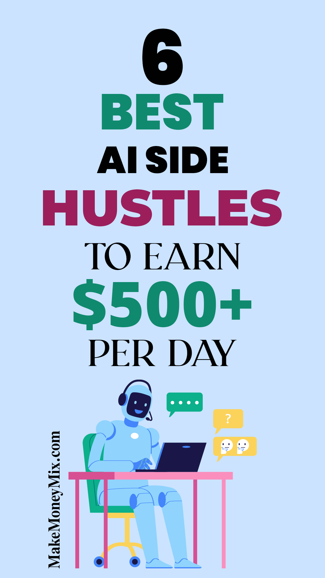 6 Best AI Side Hustles to Earn $500+ Per Day